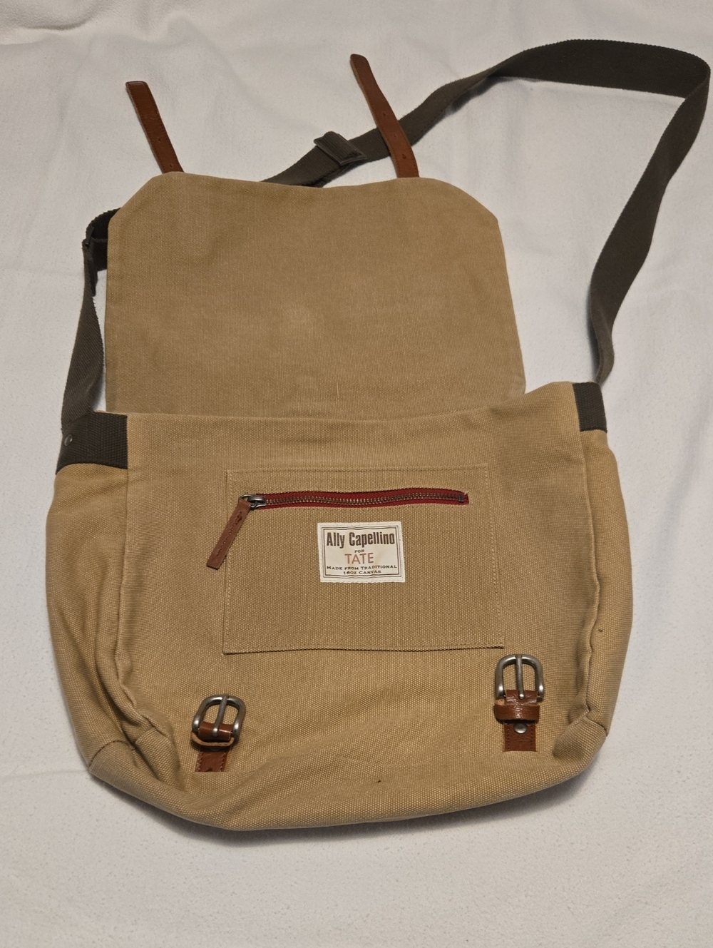 Ally Capellino for Tate Waxed Canvas Messenger Bag Tan Early Collection
